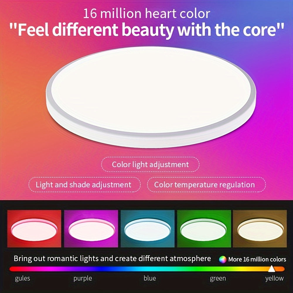 Dimmable Smart RGB LED Ceiling Light with App Remote Control Music Sync for Indoor Rooms