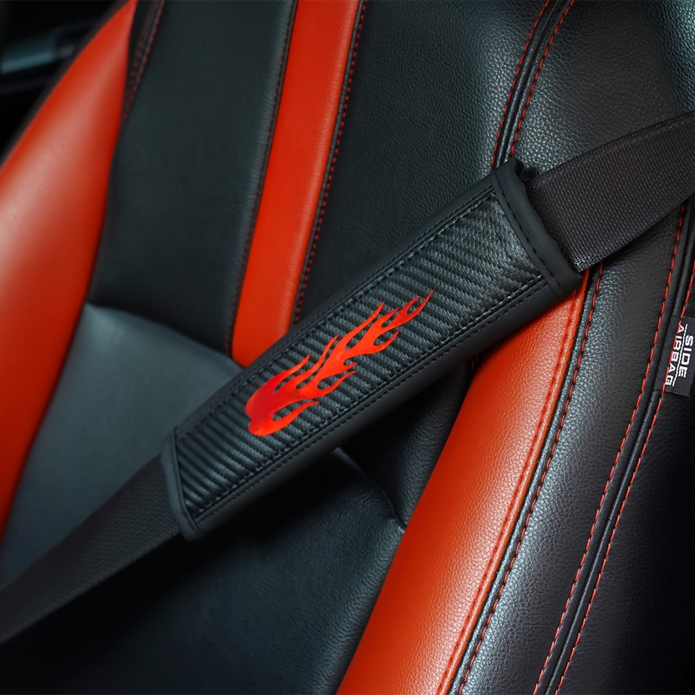 Universal Car Seat Belt Shoulder Protector Carbon Fiber Pattern PU Leather