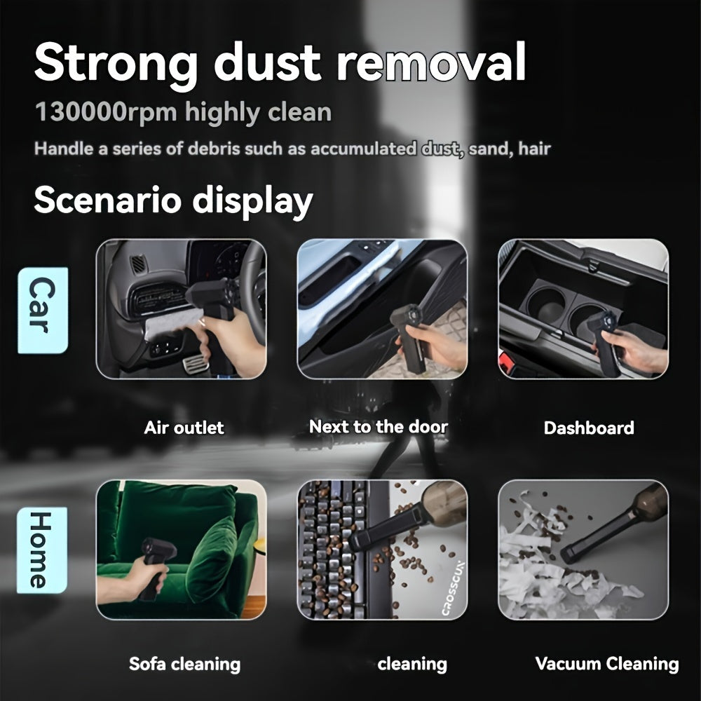 130,000 RPM Handheld Fan USB Rechargeable Portable Dust Snow Blow Pet Hair Dryer Inflator