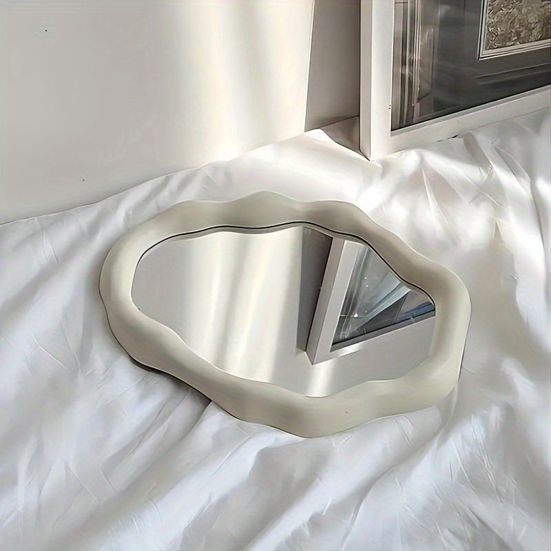 Adjustable Desktop Makeup Mirror with Glass Surface, Plastic Frame, Compact and Portable