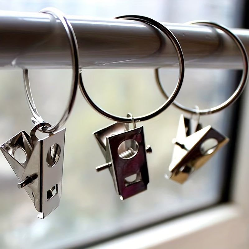 10 Pieces Curtain Metal Hanging Ring Clips for Drapery and Curtain Rods