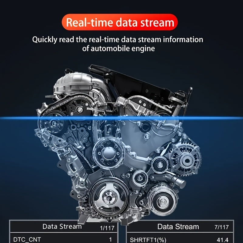 Avtomobil diagnostikasi uchun professional OBD2 skaner asbobi, jonli ma'lumotlar bilan