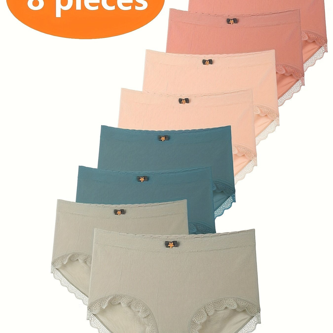Women's High Waist Plus Size Briefs 8 Pack Polyester Solid Color Stretchy Knit