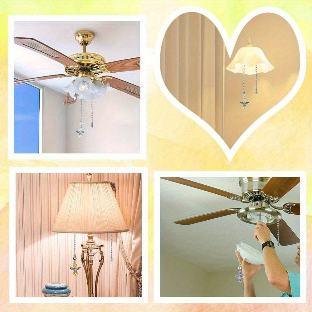 12pcs 32cm Angle Ceiling Fan Pull Chain Extender with Crystal Decoration