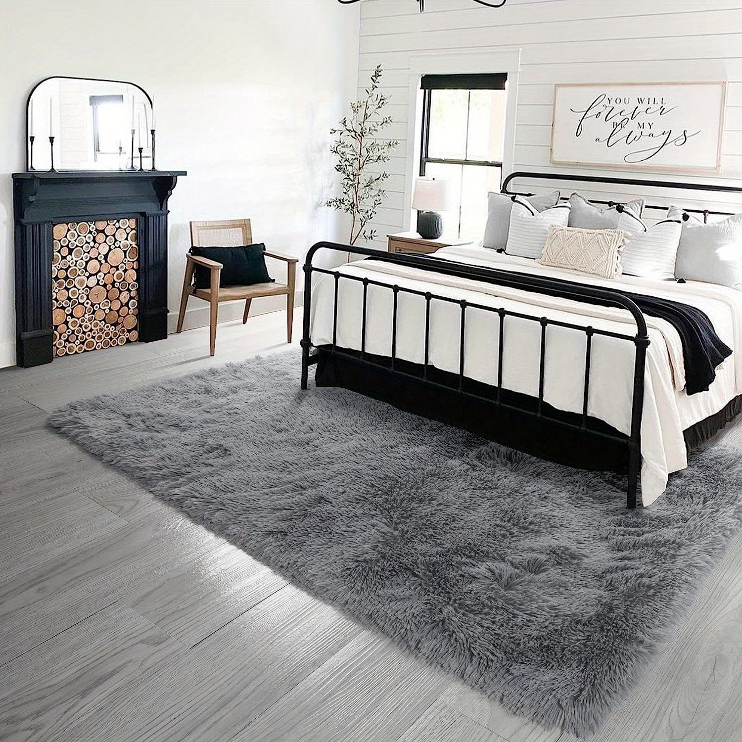 Green Fluffy Shag Rug for Bedroom Living Room Nursery 3x5 Feet