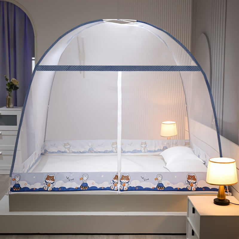 Pop-Up Mosquito Net for Bed with Full Coverage Easy Setup Durable Cartoon Design