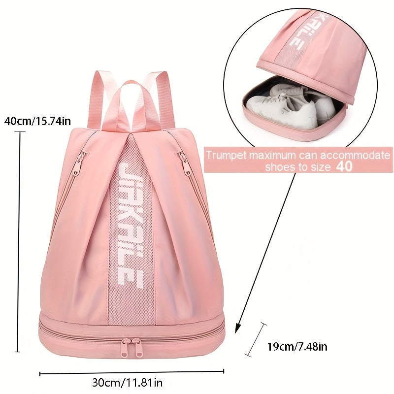 Waterproof Polyester Backpack with Adjustable Straps and Shoe Compartment for Sports Travel and Outdoor Activities