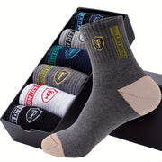 Men's Hiking Socks 5 Pairs Sweat-Wicking Anti-Odor Knit Crew for Outdoor Activities