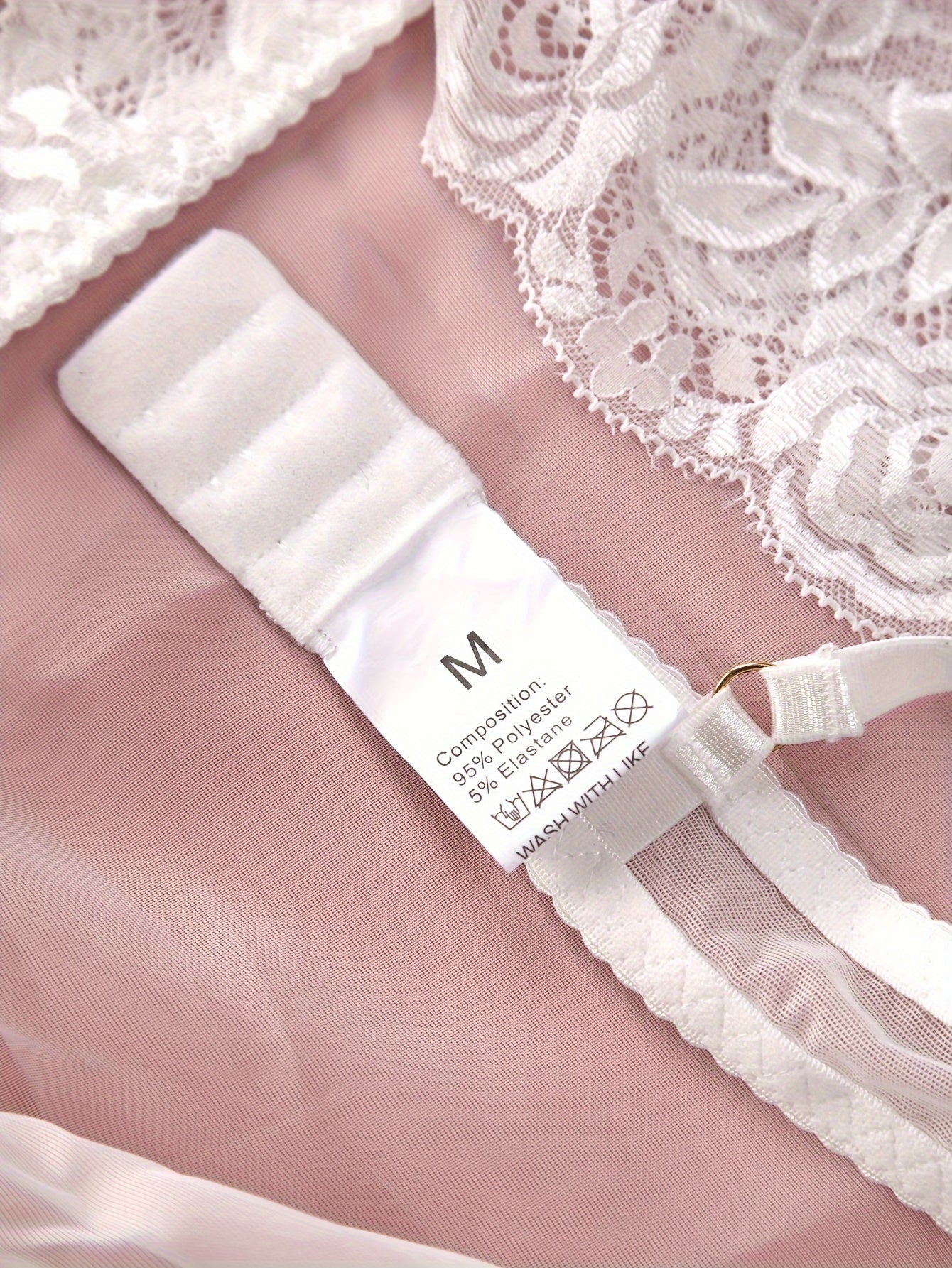 Women's Lace Seductive Lingerie Set with Adjustable Straps and Floral Design