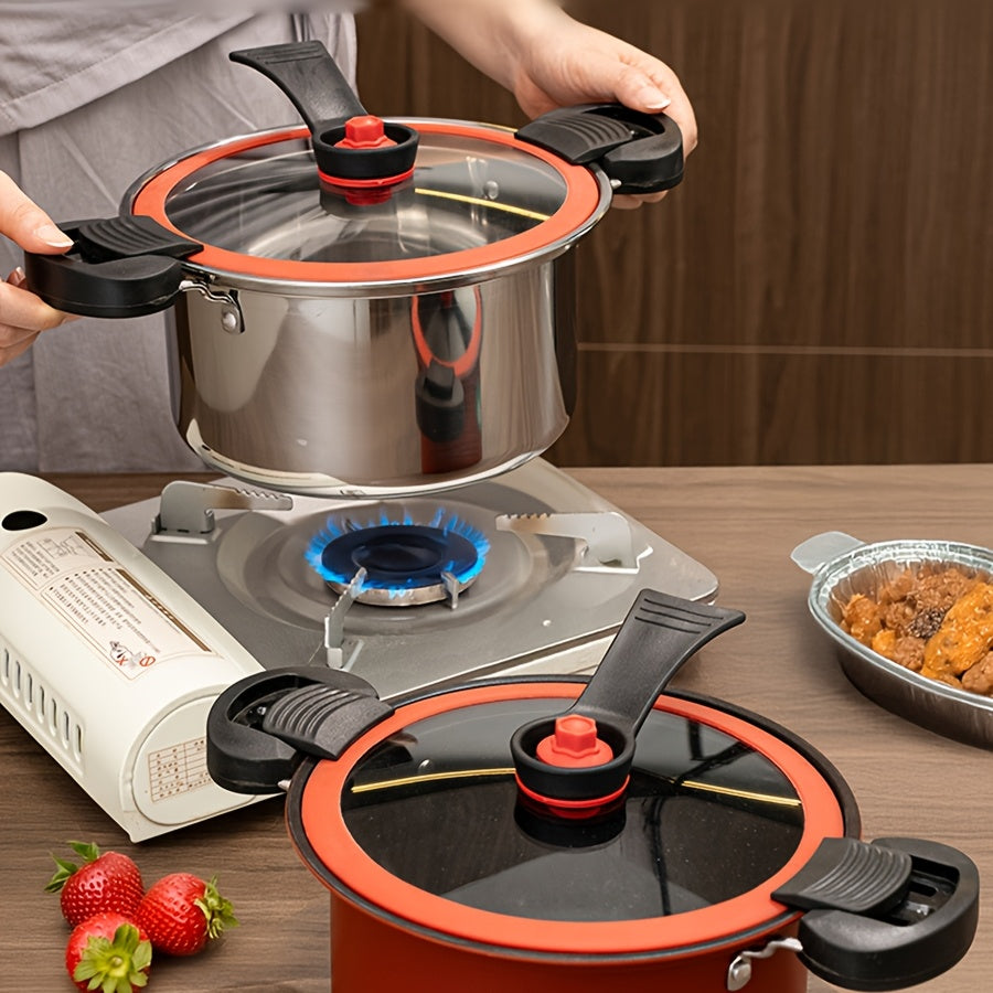 Stainless Steel Double-Sided Locking Lid Soup Pot Set for All Cooktops