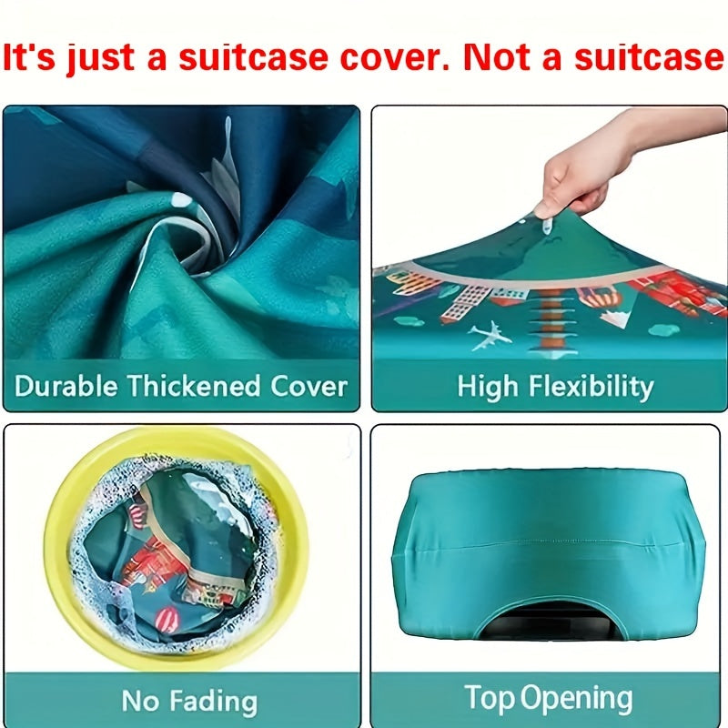 Cartoon Patterned Elastic Luggage Cover for Travel Suitcase or Duffle Case