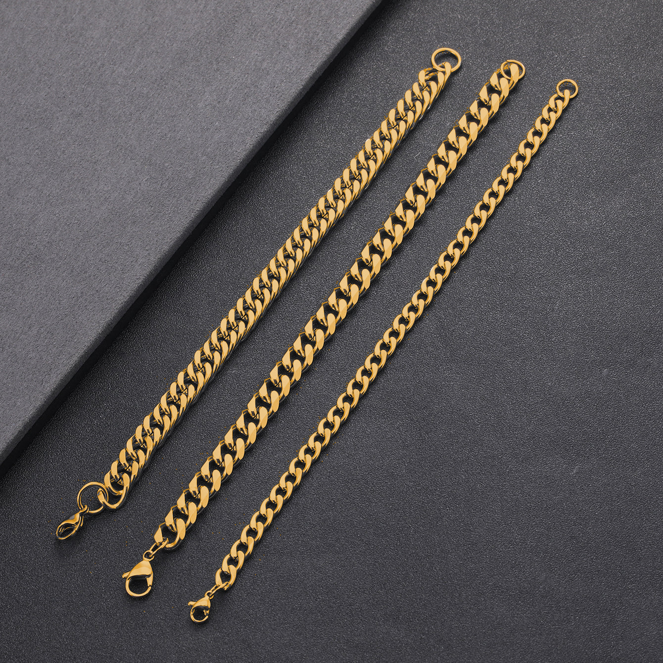 Three Stainless Steel Chain Bracelets for Men Men’s Jewelry Gift