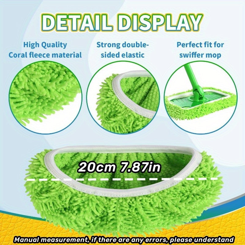 Paños de microfibra reutilizables para trapeador de chenilla, pack de 3 para limpieza de suelos húmedos y secos