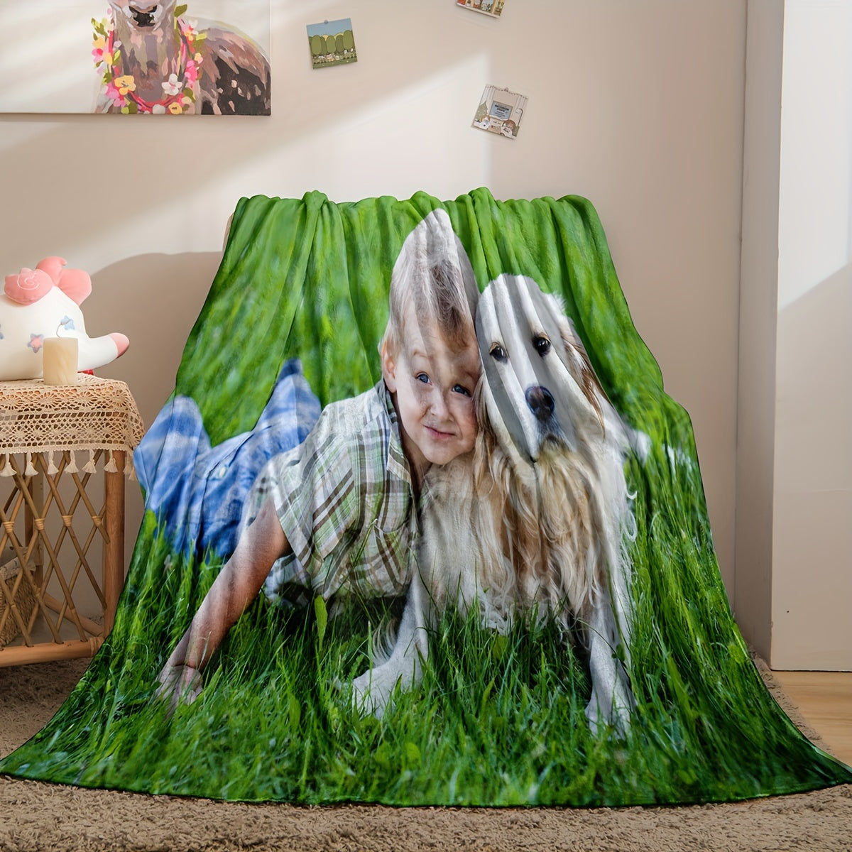 Personalized 280g Flannel Blanket with Photos Soft Cozy All-Season Throw