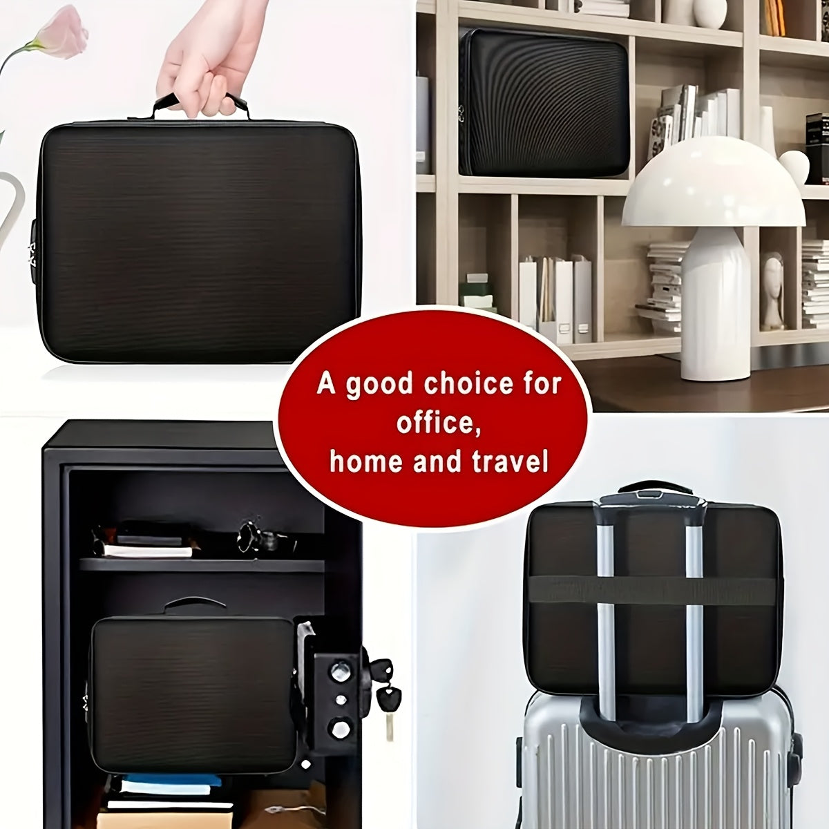 Men's 3-Layer Security Briefcase with Password Lock Waterproof Fireproof Laptop Document Organizer