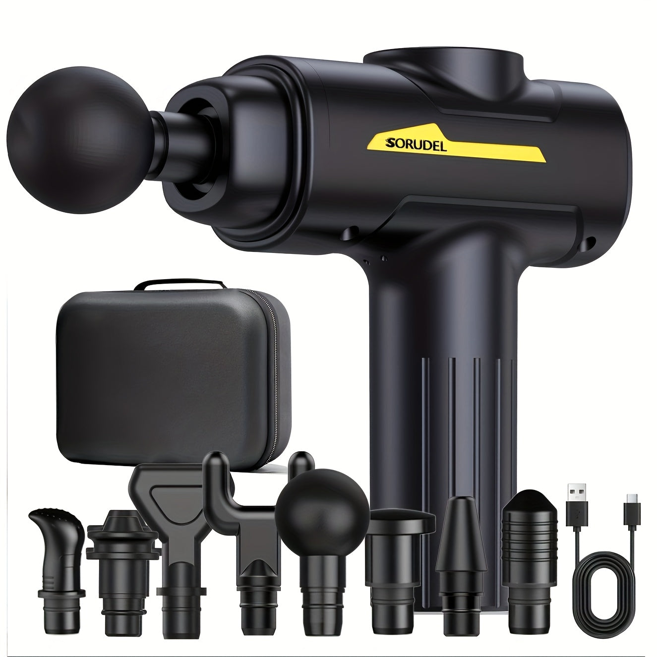 Deep Tissue Massage Gun with 8 Heads 6 Speeds Rechargeable Handheld Electric Muscle Massager