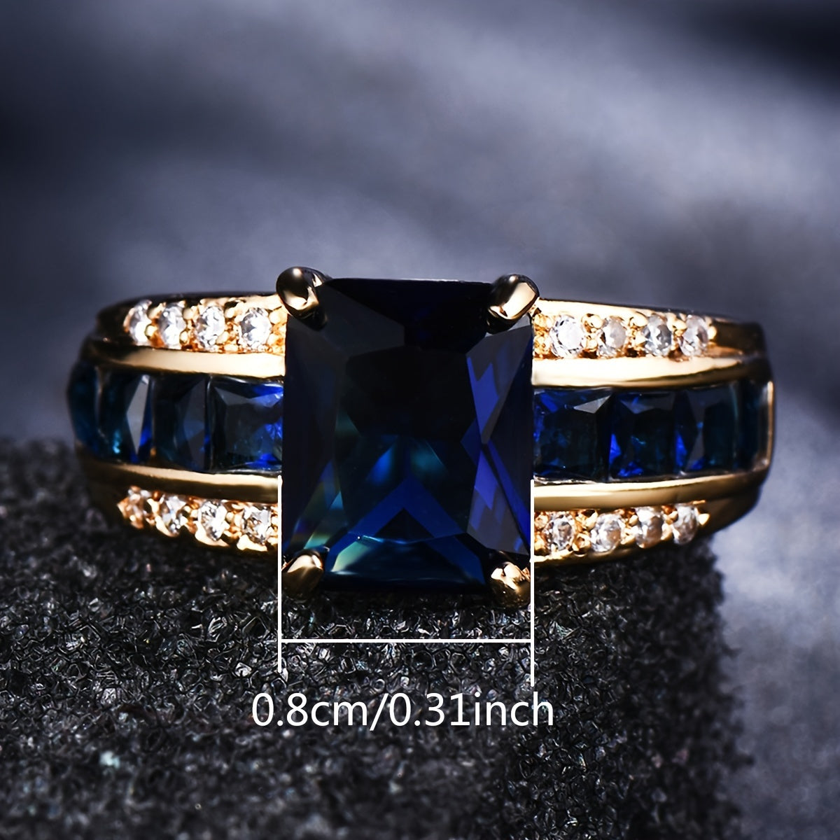 Vintage Inlaid Cubic Zirconia Wide Band Ring for Men Business Style