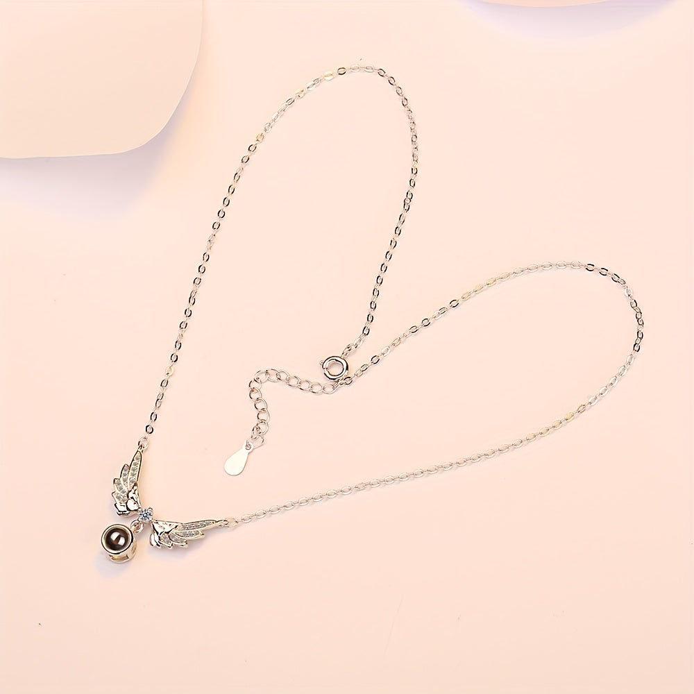 Kumush qoplamali Farishtalar qanotlari pandantli marjon, kubik zirkoniya, yurak charm - Har qanday tadbir uchun zamonaviy boho vintage taqinchoqlari