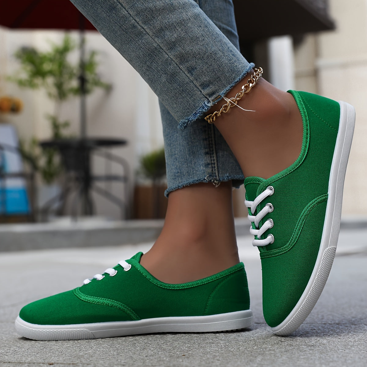 Women's Casual Sports Shoes, Anti-slip Lace-up Soft Sole Flat Bottom