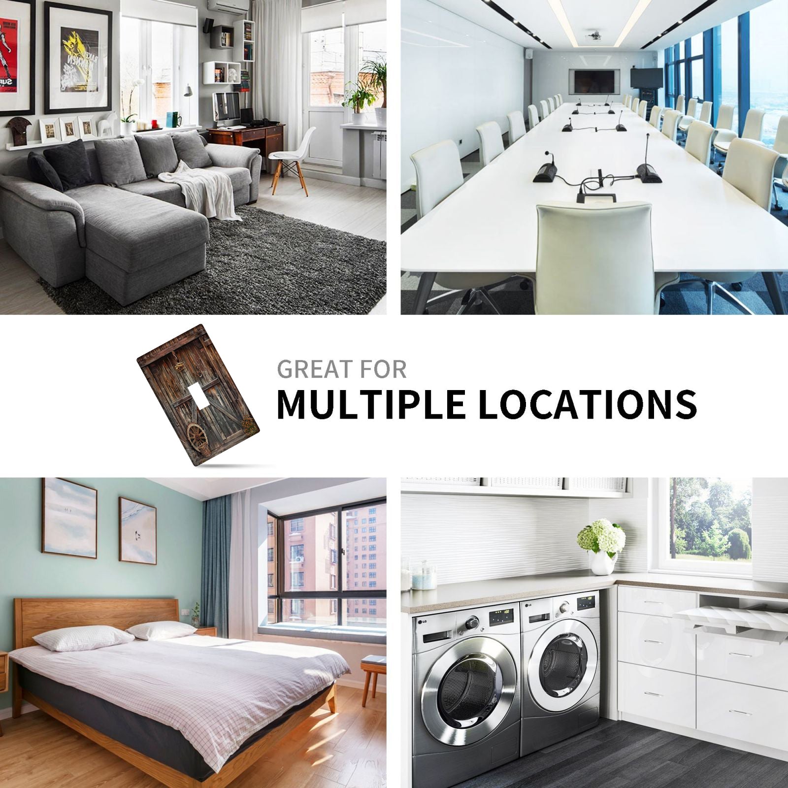 Rustik ombor eshigi dizayni yengil kalit qopqog'i va chiqish qopqog'i oshxona va yotoqxona elektr bezaklari uchun - 1-gang yoki 2-gang o'lchamlarida bitta to'plamda mavjud.