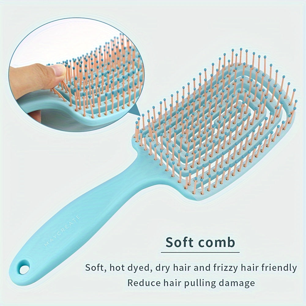 Set de peines desenredantes de cerdas de nylon con diseño hueco y forma de arco para el cuero cabelludo
