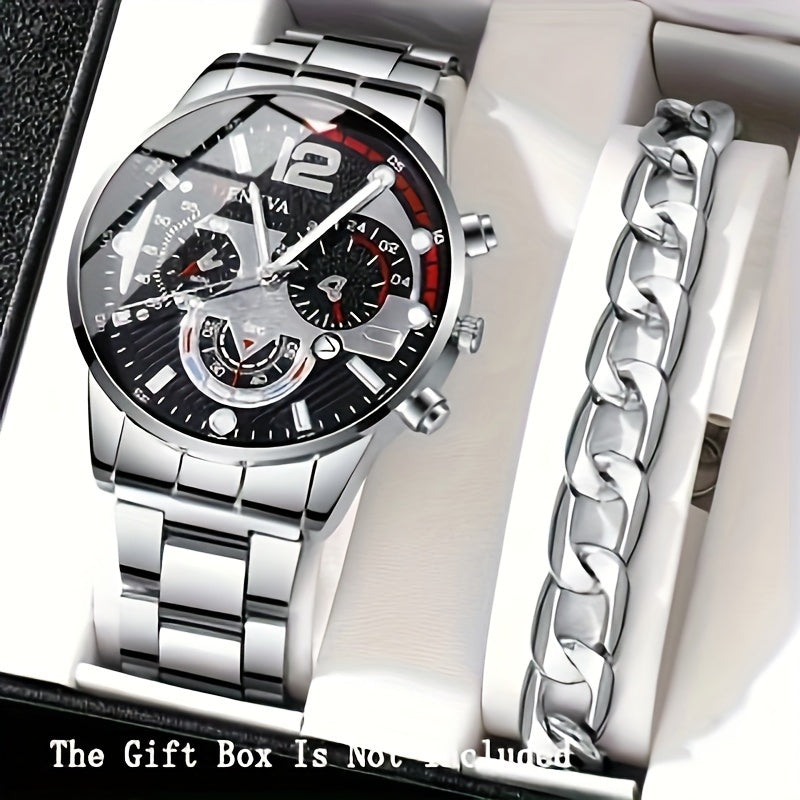 Women's Silver Zinc Alloy Quartz Watch with Gold Strap and Exquisite Bracelet Set for Special Occasions