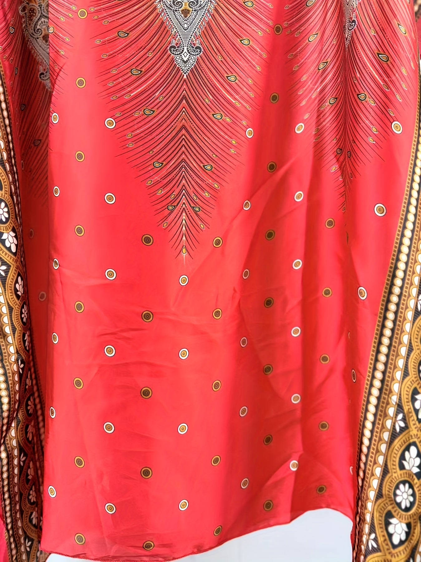 Plus o'lcham ayollar uchun bohemiy gul bosma shalv kiyimi polyester, tizza uzunligi, yozki kundalik