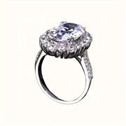 Silver Ring with 8 Carat Oval Moissanite Stone for Engagement and Gift