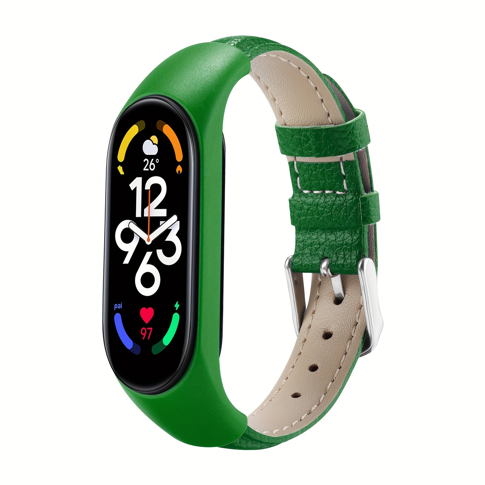 Smartwatch Strap for Xiaomi Mi Band 3 4 5 6 7 Synthetic Leather Adjustable Buckle Black Brown White