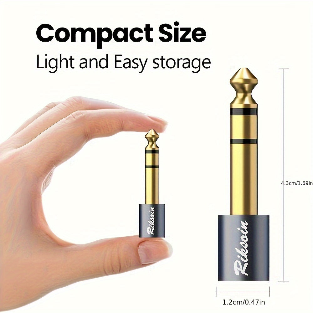 6.35mm Male to 3.5mm Female Stereo Headphone Adapter Alloy Black High Fidelity