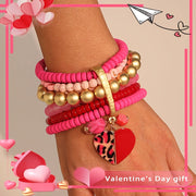 Pink Bohemian Beaded Bracelet for Women Valentine's Day Jewelry