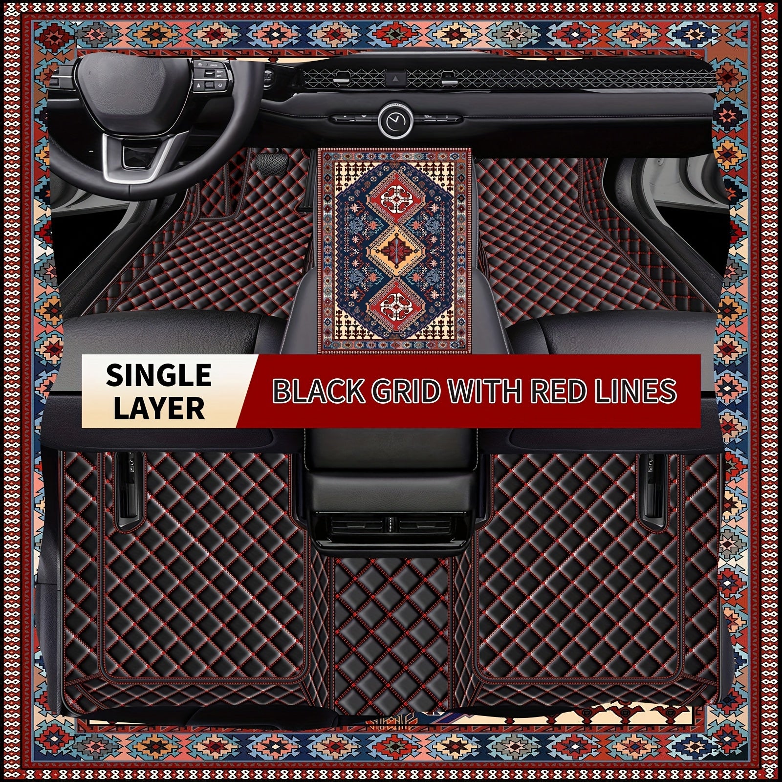 Luxury Faux Leather Car Mat Set for Left-Hand Drive Vehicles Universal Durable Easy to Clean