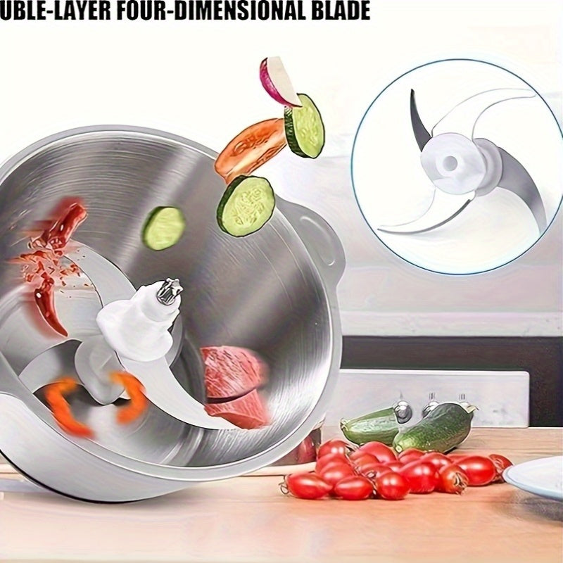 Elektr oziq-ovqat maydalagichi 8 stakan, 2L sig‘im, 148W, zanglamaydigan po‘lat buloqlar, USB bilan qayta zaryadlanadigan