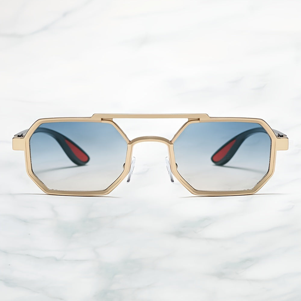 Unisex Polygonal Concave Fashion Glasses Double Bridge Retro Punk Style for Outdoor Sports Travel