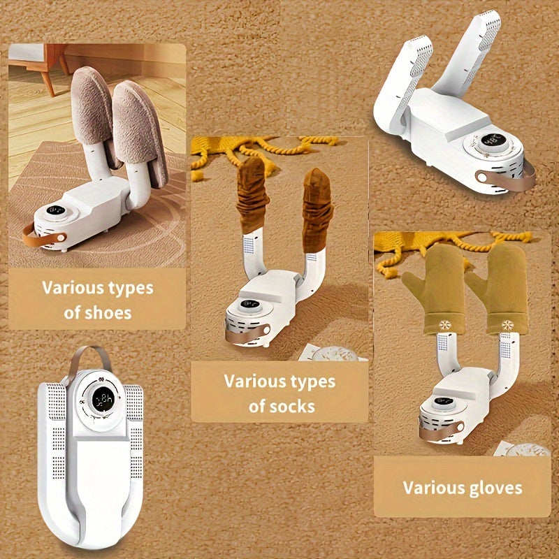 Portable Shoe Dryer with 3-Speed Timer for Travel Home and Outdoor Use