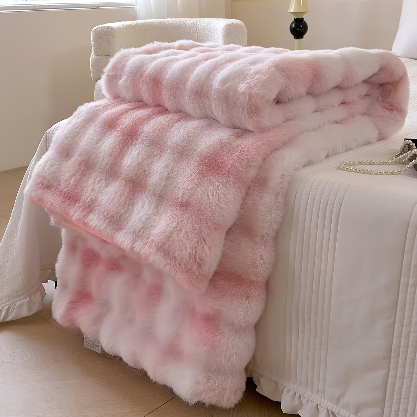 Tie-Dye Faux Rabbit Fur Blanket Shaggy Plush Bed Sofa Throw Cozy Fluffy