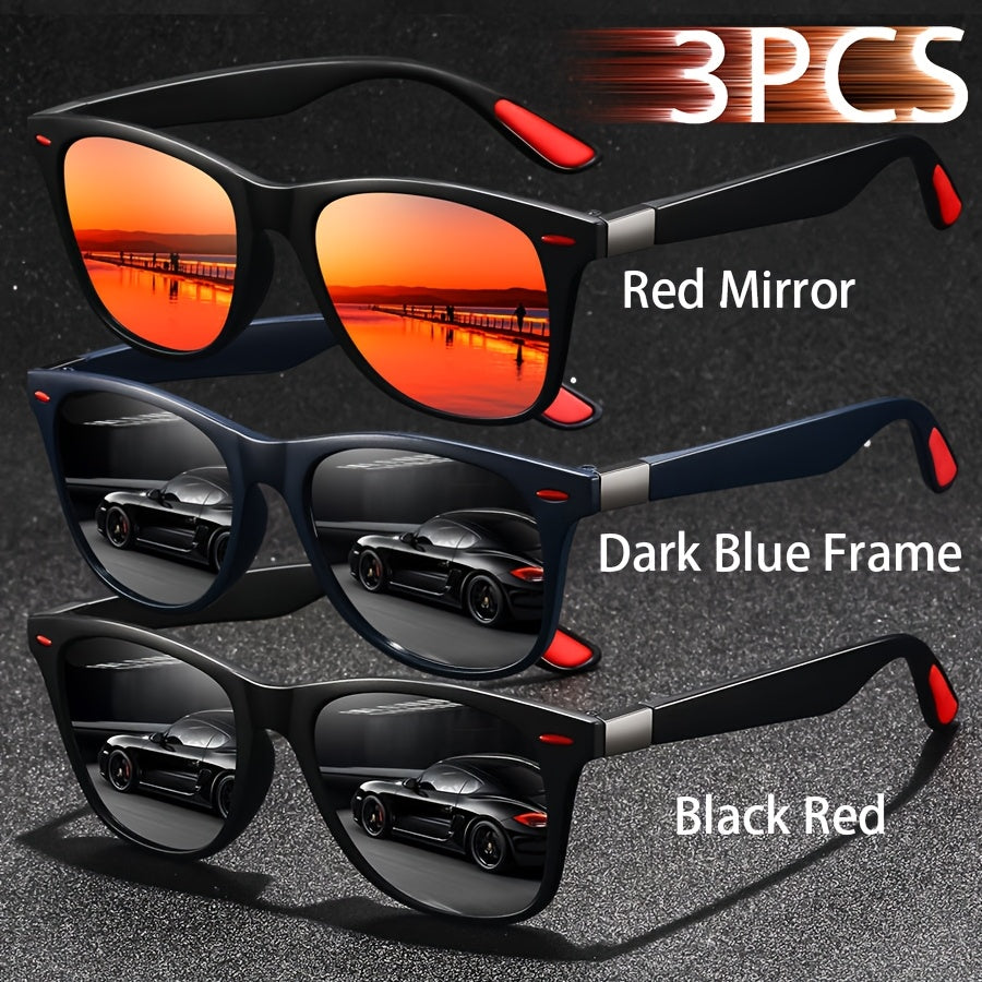 Unisex Vintage Square Glasses Full Rim Polycarbonate Frame Anti-Glare for Driving Hiking and Daily Use