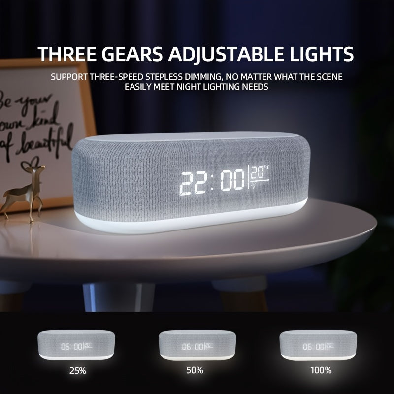 Wireless Charging Station with Alarm Lamp Night Light Clock Thermometer for iPhone and Android