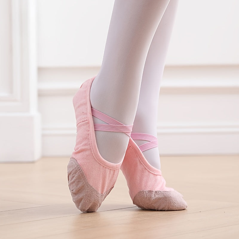 Kids Ballet Dance Shoes for Boys and Girls Soft Sole Slip-On Leather Sole for Yoga Training