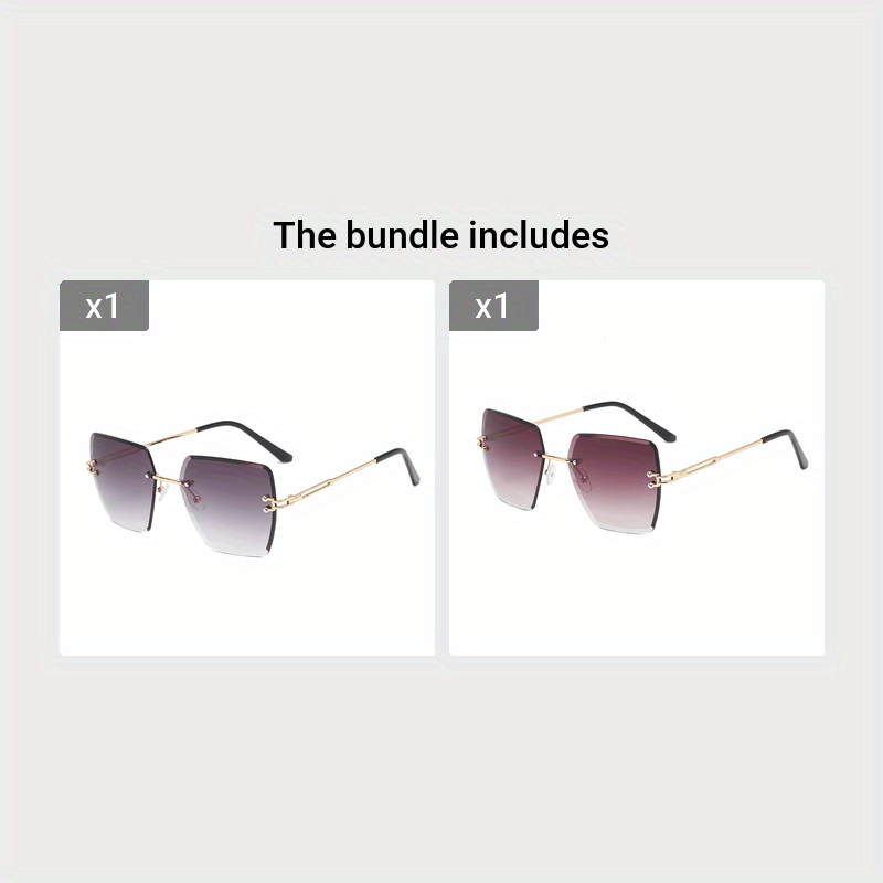 Gafas de moda sin montura con lentes degradados, inspiración oceánica, marco de metal para actividades al aire libre