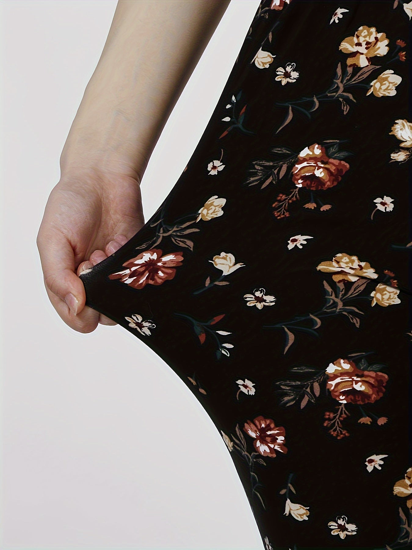 Women's Plus Size Floral Print Leggings High Waist Four-Way Stretch