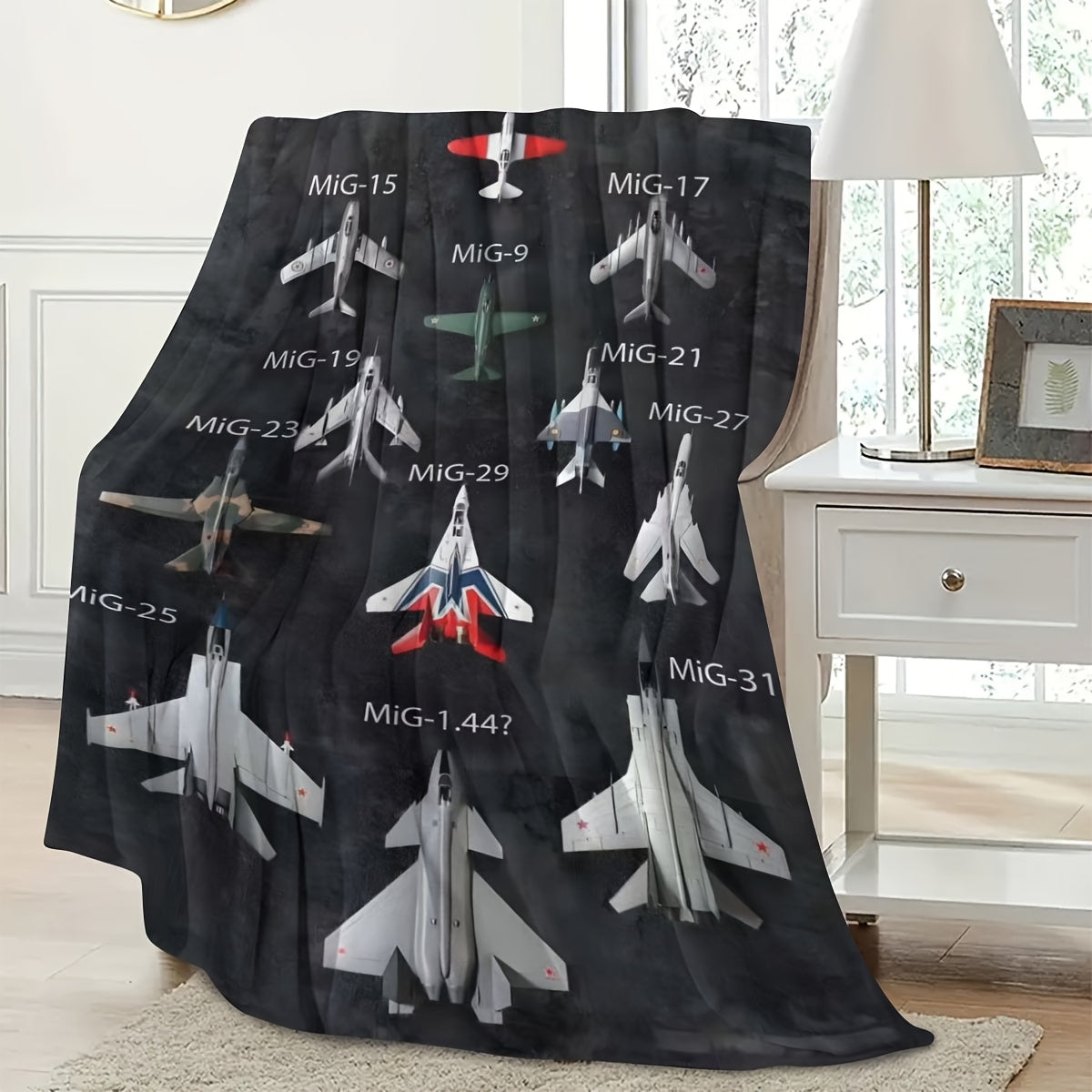 Military Jet Aircraft Print Flannel Fleece Throw Blanket All-Season Hypoallergenic Stain-Resistant Bedding