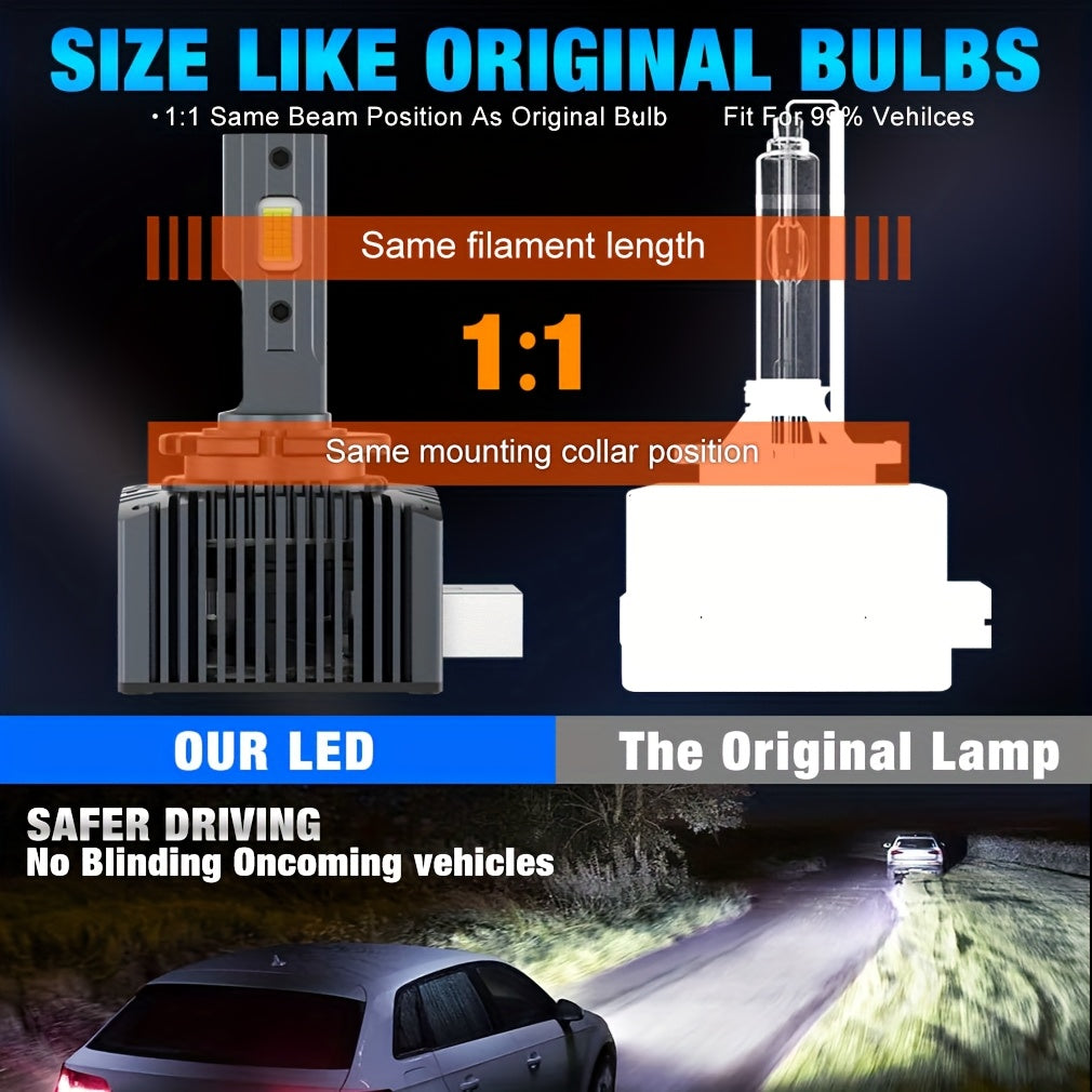 2 шт. автомобильные LED-лампочки для головного света D3S D1S D2S D4S 80000Лм 6500K для дальнего света