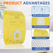 10-Pack Vacuum Cleaner Bags for Canister and Upright Models Self-Sealing Dust Bags