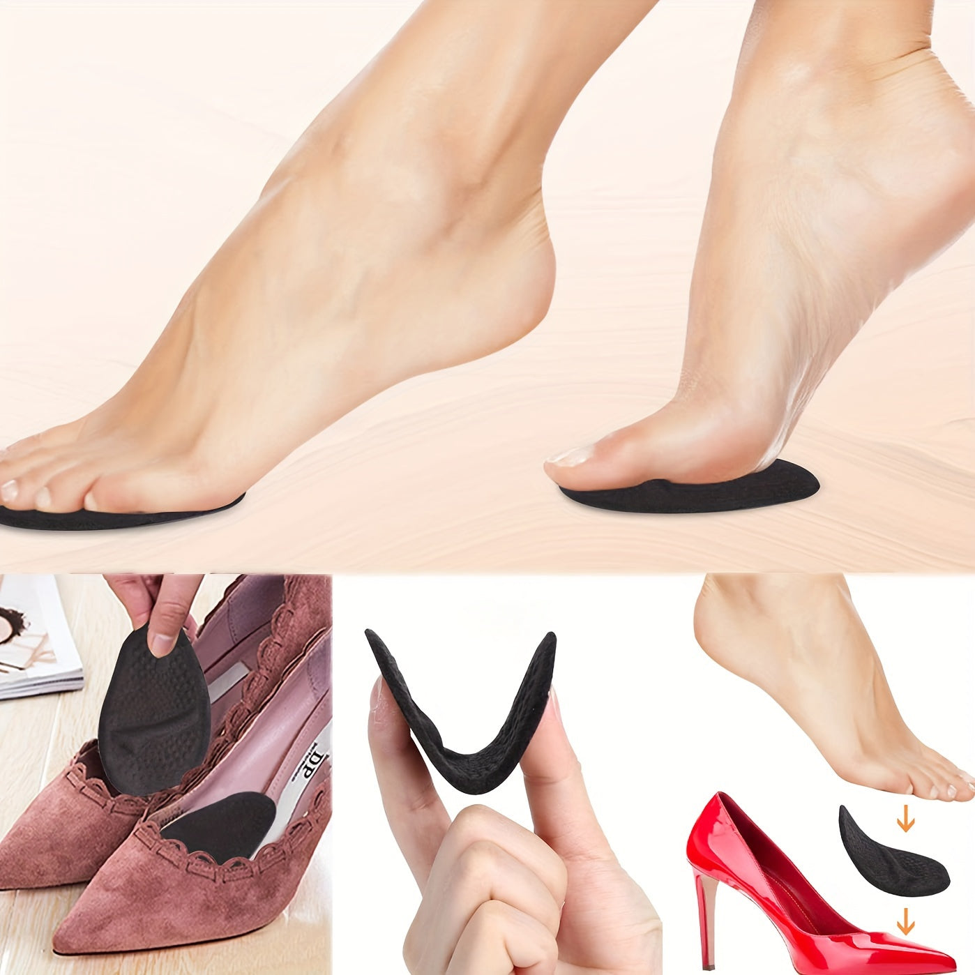 Women's Silicone Forefoot Pads Non-Slip Half Size For High Heels