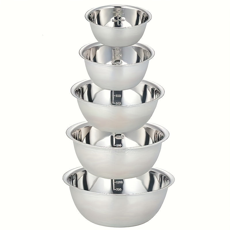 Set of 3 Stainless Steel Mixing Bowls with Scales for Cooking Baking and Meal Prep