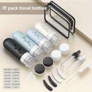 Set de 17 botellas de silicona para viaje con bolsa de almacenamiento recargable y a prueba de fugas Black