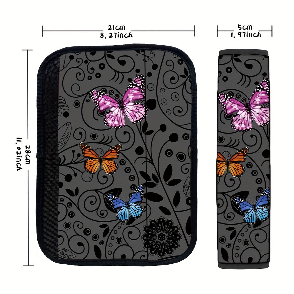 Подушка-накладка на ремень безопасности для детского автокресла, полиэстер, с принтом бабочек, плечевой подкладка