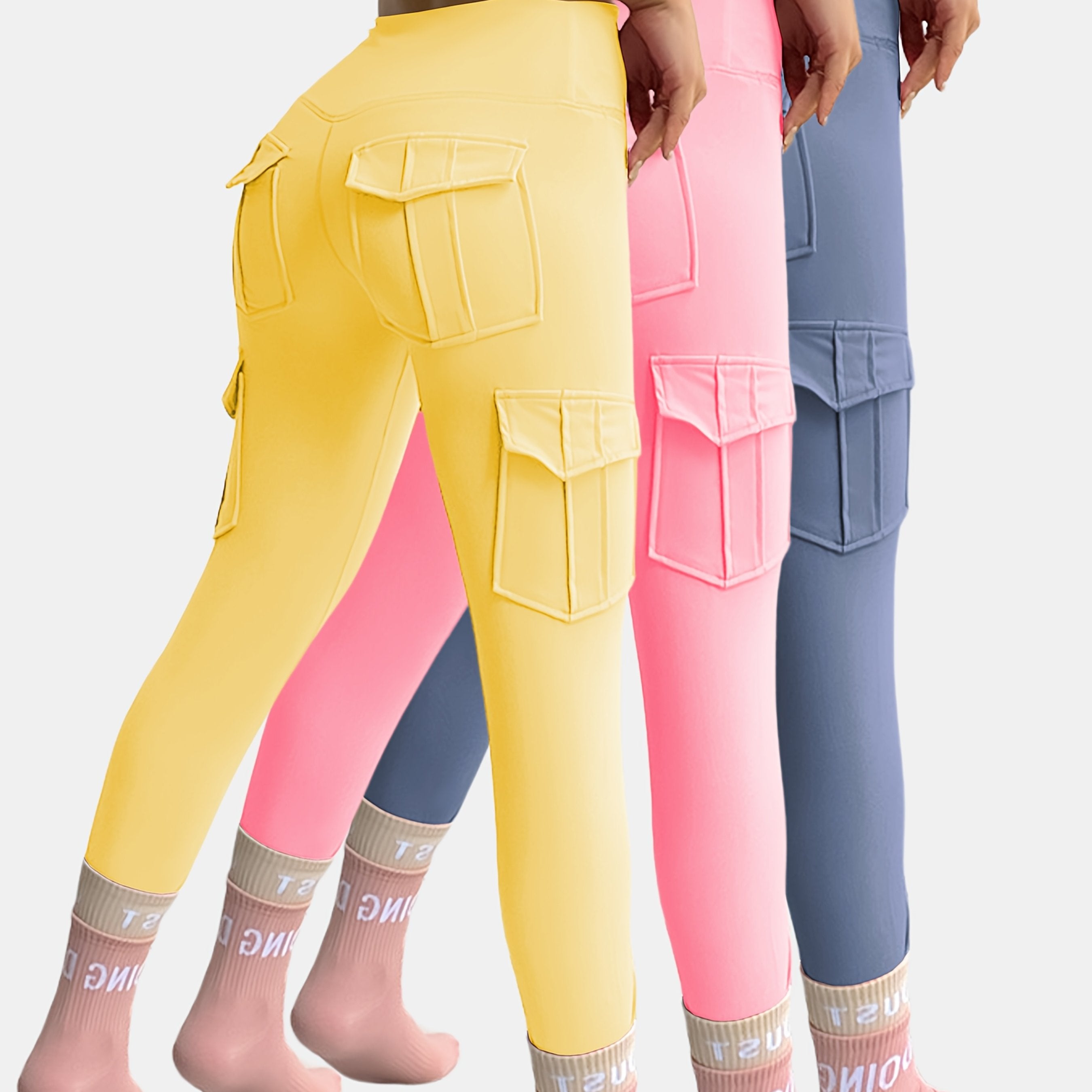 Pack de 3 pantalones deportivos para mujer con cintura elástica que absorbe la humedad para yoga y correr