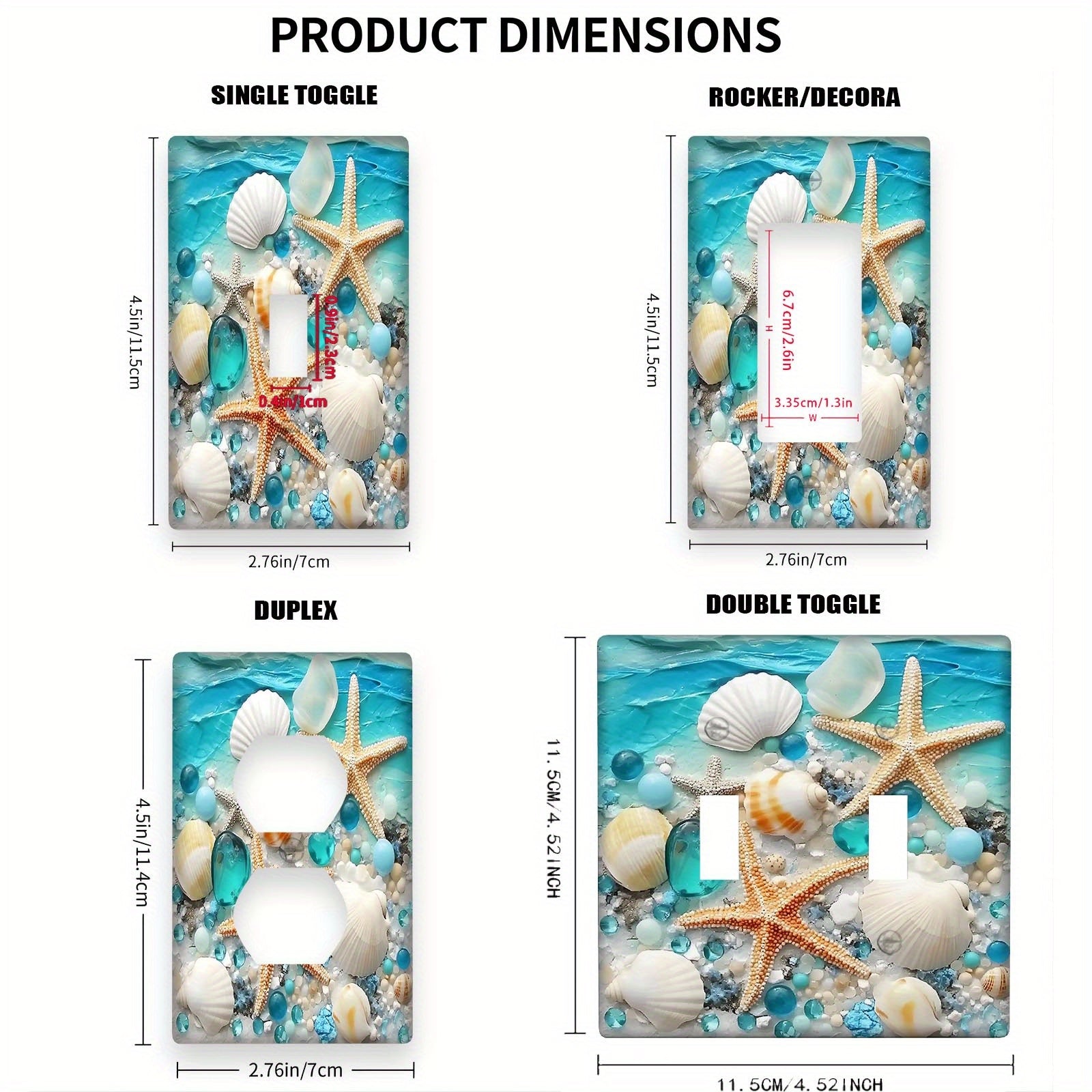 Starfish Wall Plate Unbreakable Polycarbonate Heat Fade Resistant No Electricity 1 or 2 Gang